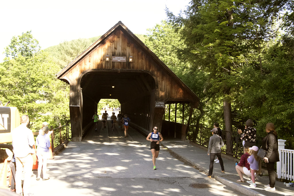 My Return To The Marathon Lauren LaPierre running out of a covered bridge